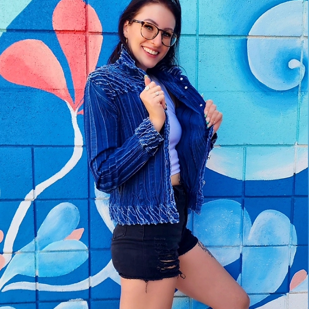 Vintage Ruffle Jean Jacket - Picture 2 of 4